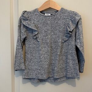 Zara Kids Gray Long Sleeve Ruffle Top